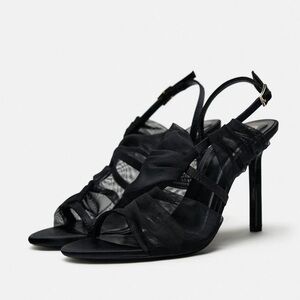 ZARA HIGH HEELED FABRIC SANDALS
